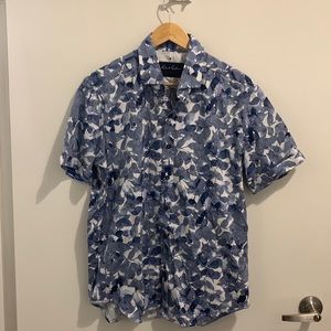 Blue and White Robert Graham Short Sleeve Button Down